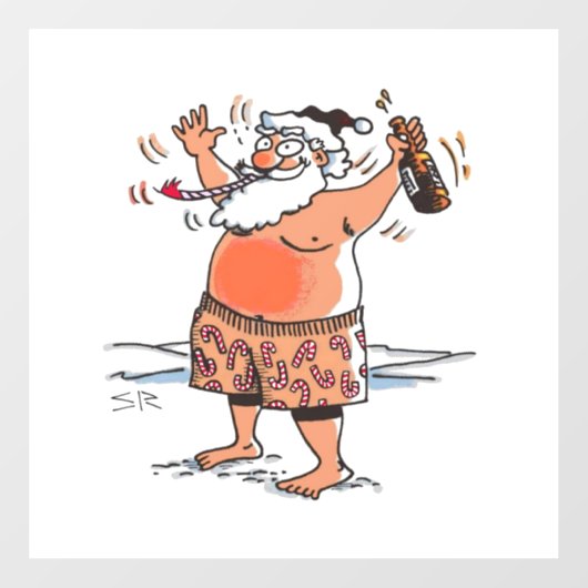 Drink Santa wit venster vastklampen Raamsticker (Vel)