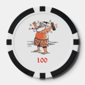 Drink Santa zwart 100 gestreepte pokerchip (Voorkant)