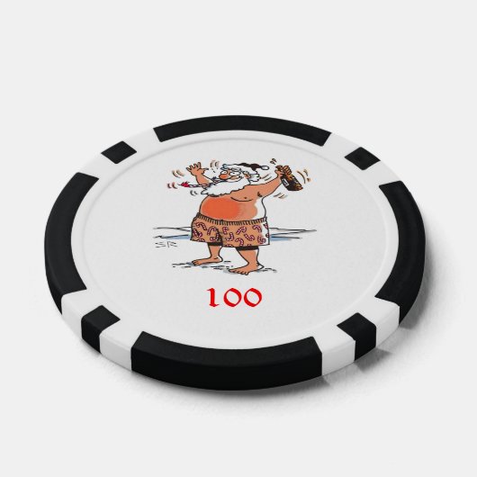 Drink Santa zwart 100 gestreepte pokerchip (Enkel)