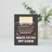 Drink schrijver schrijver schrijver literatuurboek briefkaart (Staand voorkant)