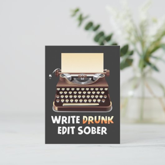 Drink schrijver schrijver schrijver literatuurboek briefkaart (Staand voorkant)