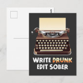 Drink schrijver schrijver schrijver literatuurboek briefkaart (Voorkant / Achterkant)