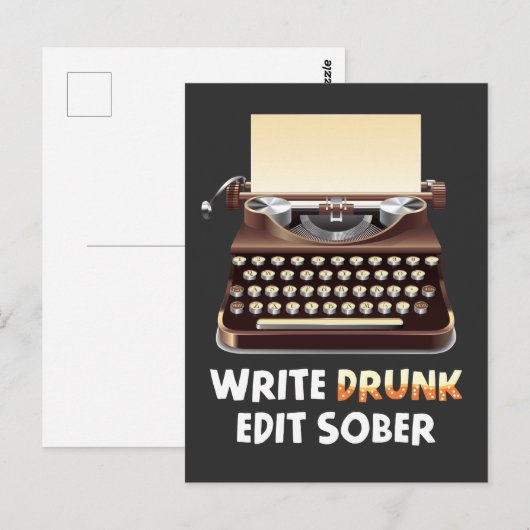 Drink schrijver schrijver schrijver literatuurboek briefkaart (Voorkant / Achterkant)