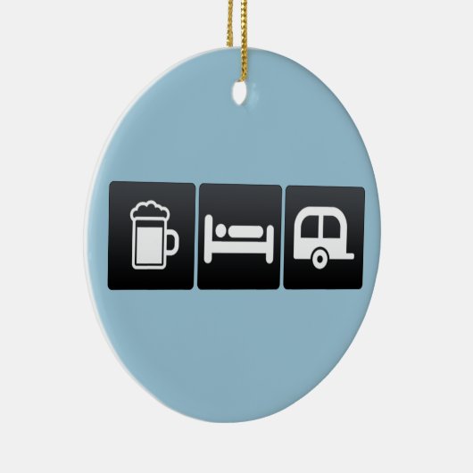 Drink, Slaap en Campers Keramisch Ornament (Rechts)