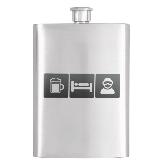 Drink, Slaap- en Sneeuwinstappen Heupfles (Voorkant)