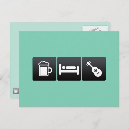 Drink, Slaap en Ukuleles Briefkaart (Voorkant / Achterkant)