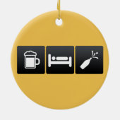 Drink, slaapstand en champagne keramisch ornament (Achterkant)