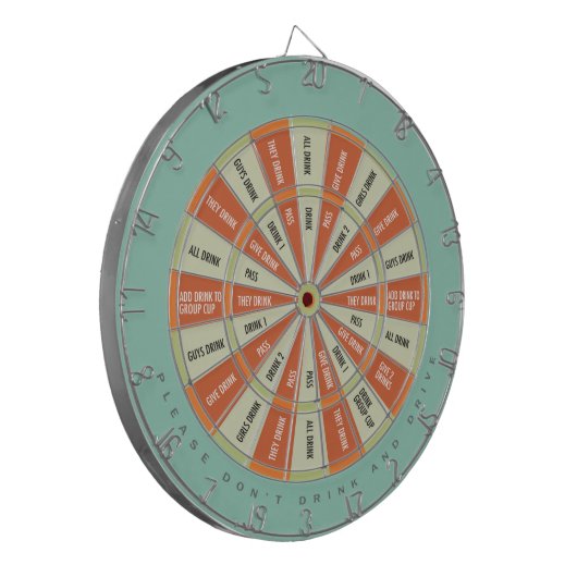 Drink Spel in Aqua Oranje Dartbord (Voorkant Links)