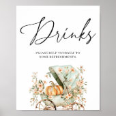 Drink Station Herfst Little Pumpkin Baby shower Poster (Voorkant)