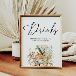 Drink Station Herfst Little Pumpkin Baby shower Poster