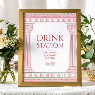 Drink Station poster voor godinnenfeest