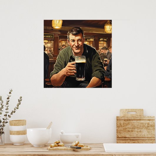 Drink stout in een Dublin pub Print (Keuken)