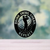 Drink Swing Swear Repeat Golf Acryl Bord (Neutraal)