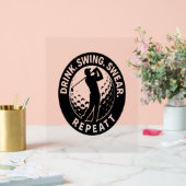 Drink Swing Swear Repeat Golf Acryl Bord (Huwelijk)