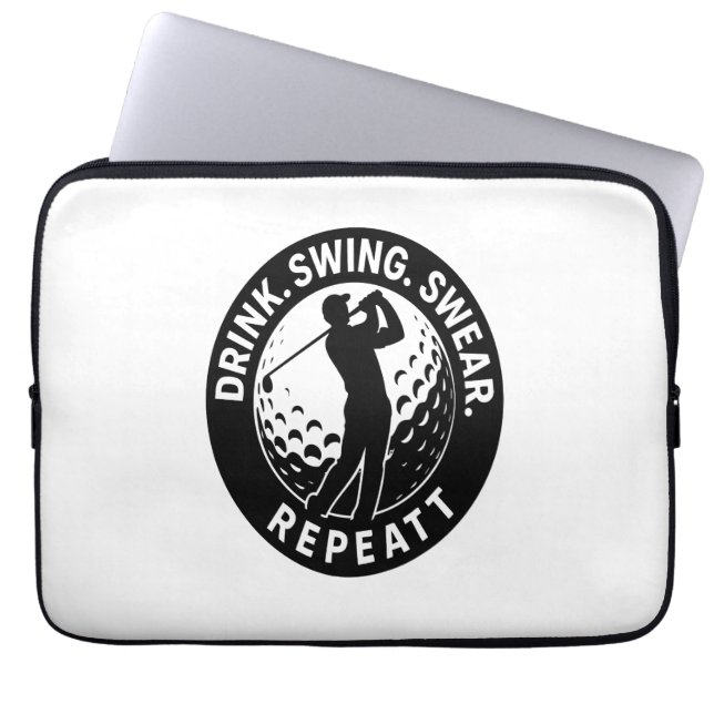 Drink Swing Swear Repeat Golf Laptop Sleeve (Voorkant)