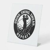 Drink Swing Swear Repeat Golf Reclamebord Met Voetstuk (Voorkant)