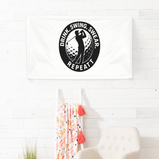Drink Swing Swear Repeat Golf Spandoek (Insitu)