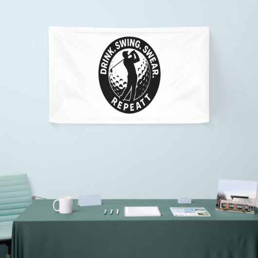 Drink Swing Swear Repeat Golf Spandoek (Beurs)