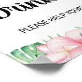 Drink Tafelbord Tropical Roze Bloemen Poster (Hoek)