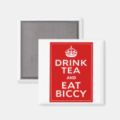 Drink Tea en Eat Biccy ~ British Fun Magneet (Voorkant / Achterkant)
