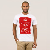 Drink Tea en Eat Biccy ~ British Fun T-shirt (Voorkant volledig)
