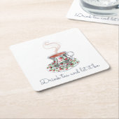 Drink tea en laat het thee slogan citaat zijn, kartonnen onderzetters (Schuin)
