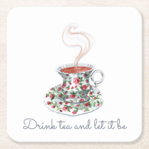 Drink tea en laat het thee slogan citaat zijn,  kartonnen onderzetters