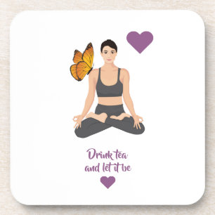 Drink tea laat het slogan Yoga Butterfly Love zijn Bier Onderzetter
