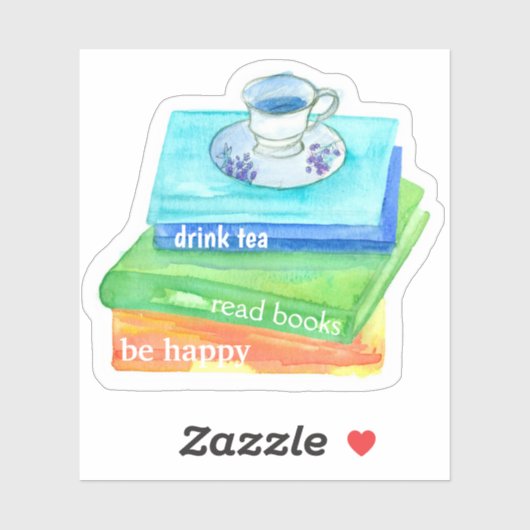 Drink Tea Lees boeken Wees blij Vinyl Sticker (Vel)