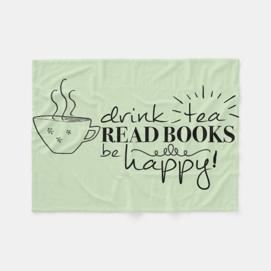 Drink Tea, lees boeken, wees tevreden Drow Blanket Fleece Deken (Voorkant (Horizontaal))