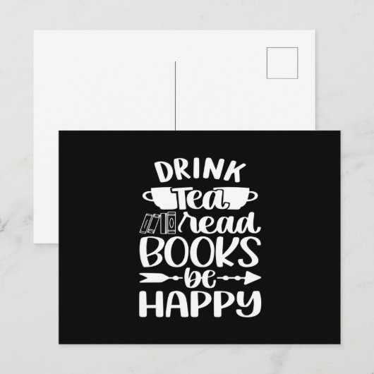 Drink Tea Read Book Be Happy Briefkaart (Voorkant / Achterkant)