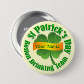 Drink team St Patrick's Ronde Button 7,6 Cm (Voorkant /achterkant)