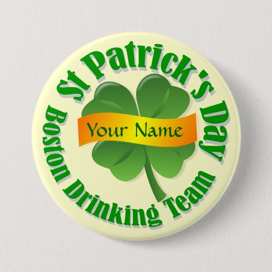 Drink team St Patrick's Ronde Button 7,6 Cm (Voorkant)
