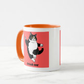"Drink Tee" Tuxedo Cat Illustration Mok (Voorkant links)