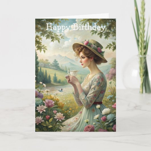 Drink thee in de tuin kaart (Voorkant)