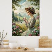 Drink thee in de tuin poster (Keuken)