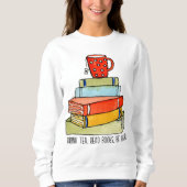 Drink Thee Lees boeken Wees blij Bright Red Tea Cu Trui (Voorkant)