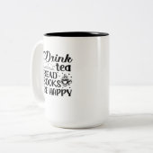 Drink thee, lees boeken, wees blij tweekleurige koffiemok (Voorkant links)