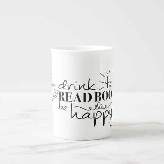 Drink thee, lees boeken, wees tevreden Mok (Voorkant)