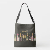 Drink thema wijnfles wijn niet grappig wijnglas crossbody tas (Achterkant)