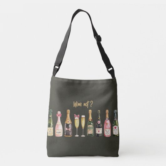 Drink thema wijnfles wijn niet grappig wijnglas crossbody tas (Achterkant)