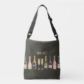Drink thema wijnfles wijn niet grappig wijnglas crossbody tas (Voorkant)