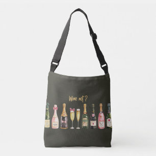 Drink thema wijnfles wijn niet grappig wijnglas crossbody tas