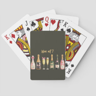 Drink thema wijnfles wijn niet grappig wijnglas pokerkaarten