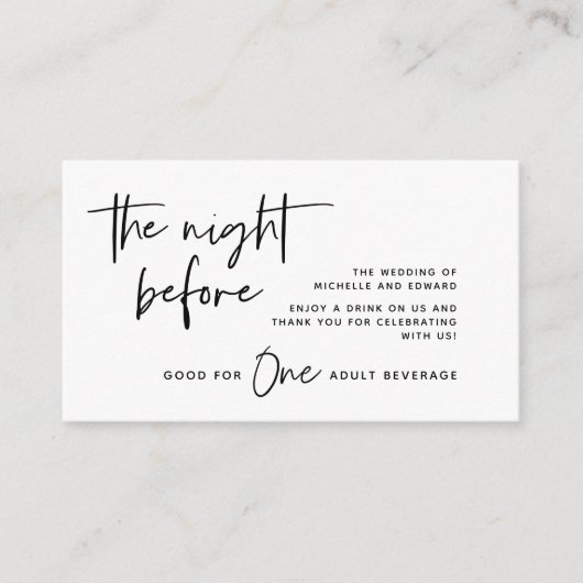 Drink Ticket, Adult Beverage, Zwart-wit Informatiekaartje (Voorkant)