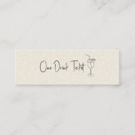 Drink Ticket, Beige Linen Mini Visitekaartje