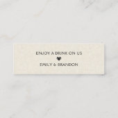 Drink Ticket, Beige Linen Mini Visitekaartje (Achterkant)