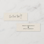 Drink Ticket, Beige Linen Mini Visitekaartje (Voorkant / Achterkant)