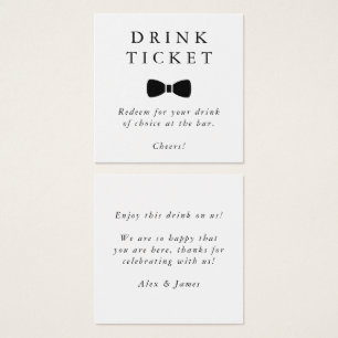 Drink Ticket Bow Stropdas Wedding Bar Token Vierkante Visitekaartjes
