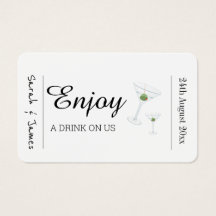 Drink Ticket Bruiloft Bar Receptie Token Kaart